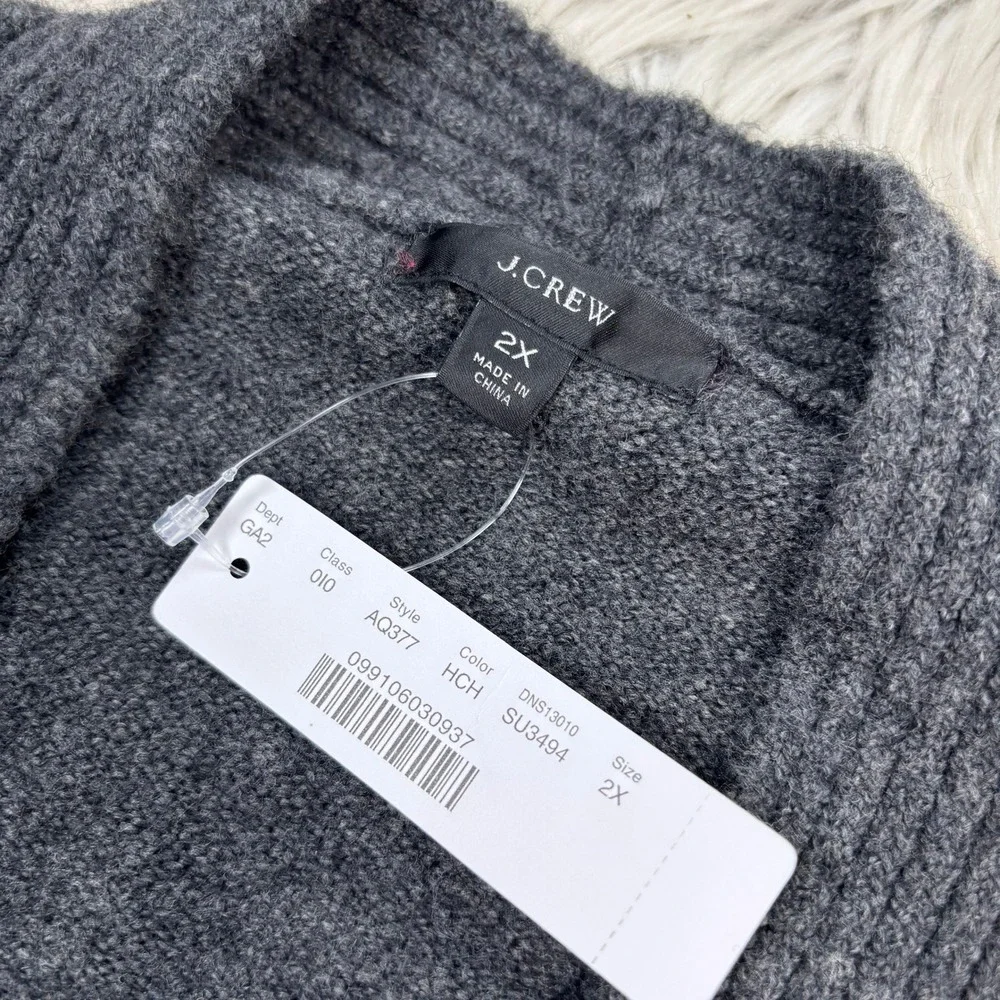 NWT J.Crew Women's 2X Gray V-Neck Cardigan in Super Soft Yarn Preppy Cozycore